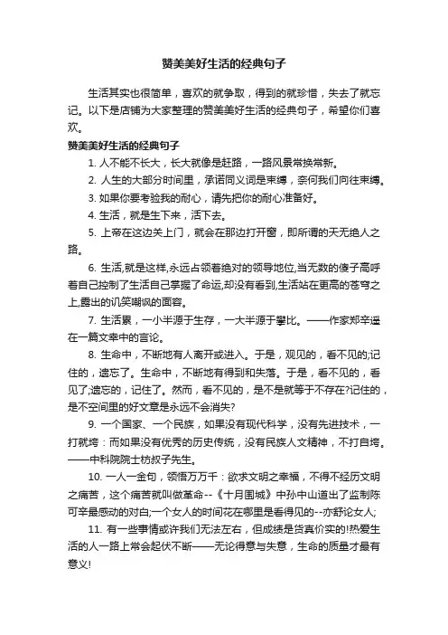 赞美美好生活的经典句子