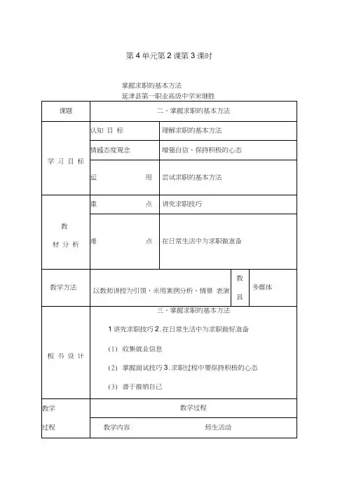掌握求职的基本方法教案