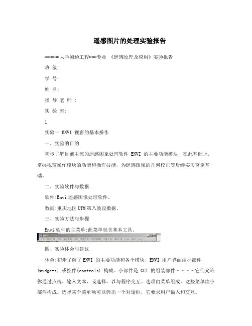 遥感图片的处理实验报告