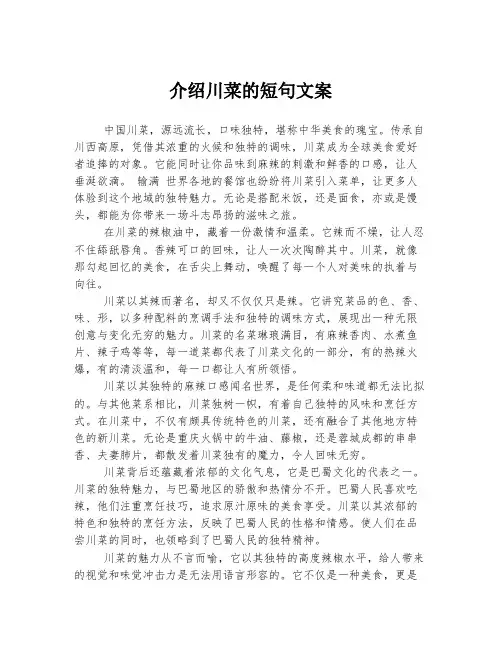 介绍川菜的短句文案