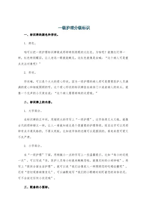 一级护理分级标识