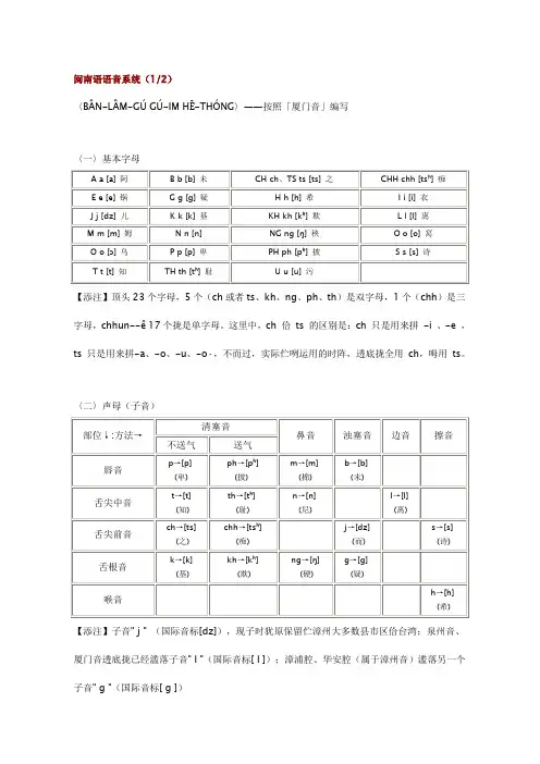 闽南语语音系统