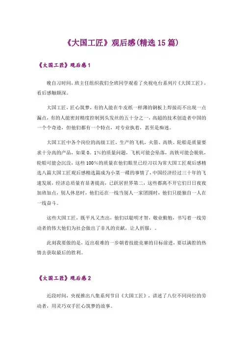 《大国工匠》观后感(精选15篇)