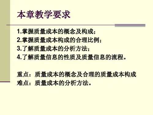 质量管理与可靠性第8章质量成本和质量绩效度量