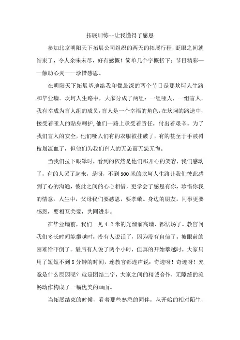 拓展训练--让我懂得了感恩
