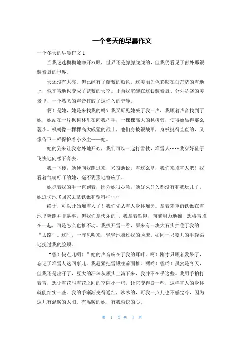 一个冬天的早晨作文