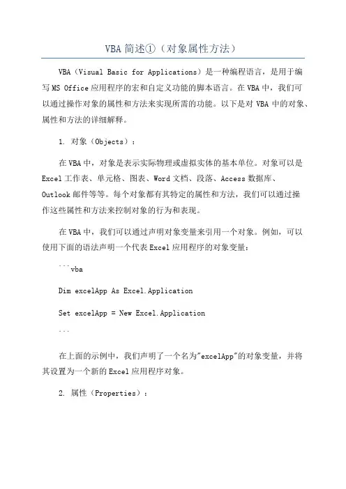 VBA简述①(对象属性方法)