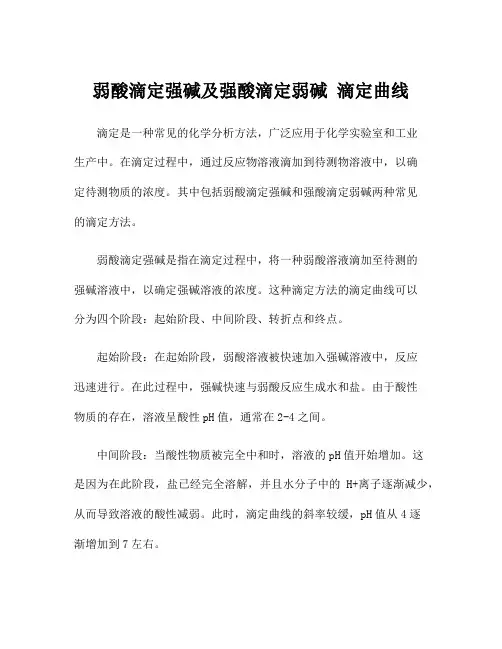 弱酸滴定强碱及强酸滴定弱碱 滴定曲线