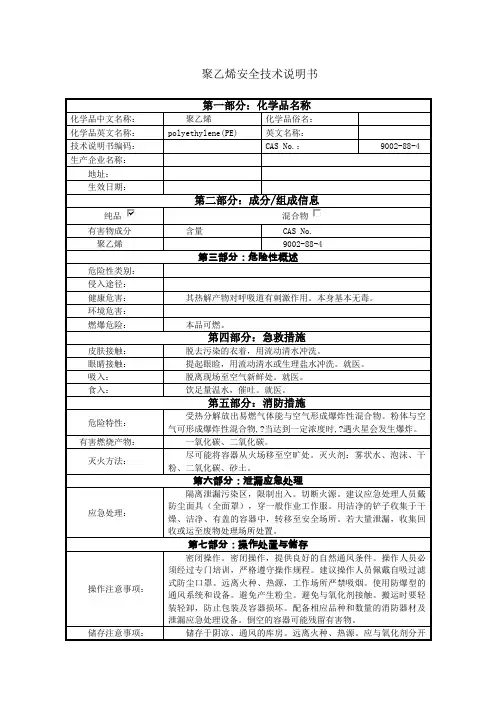 聚乙烯MSDS