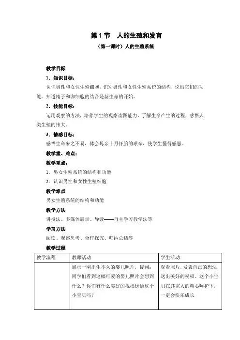 人的生殖和发育教案01