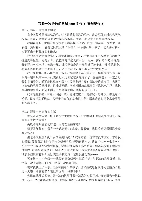 那是一次失败的尝试400字作文_五年级作文