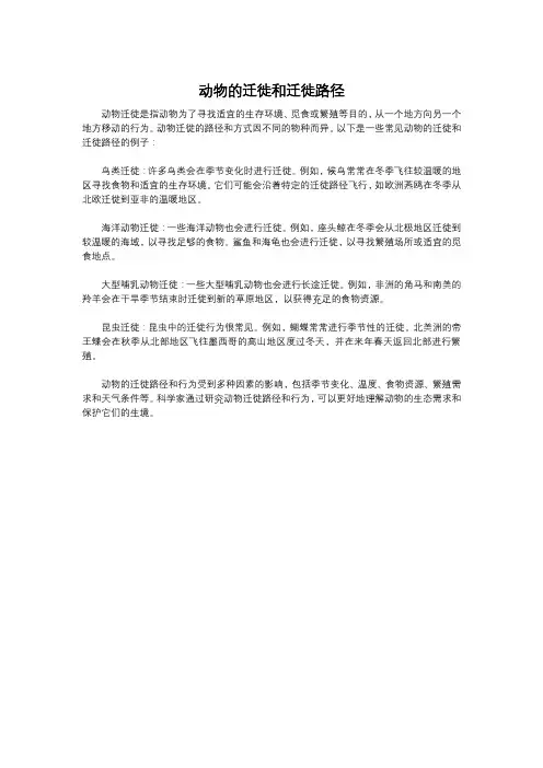 动物的迁徙和迁徙路径