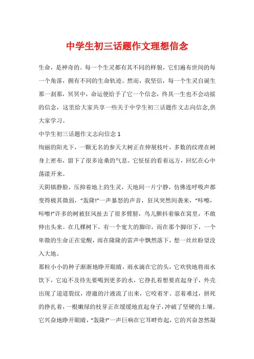 中学生初三话题作文理想信念
