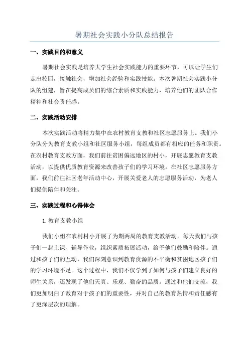 暑期社会实践小分队总结报告