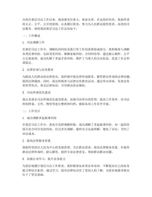 个人基层司法工作总结