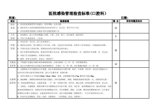口腔科感染管理检查表