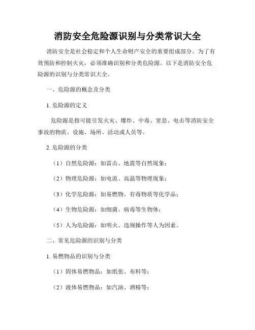 消防安全危险源识别与分类常识大全