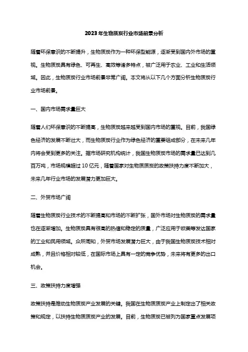 2023年生物质炭行业市场前景分析