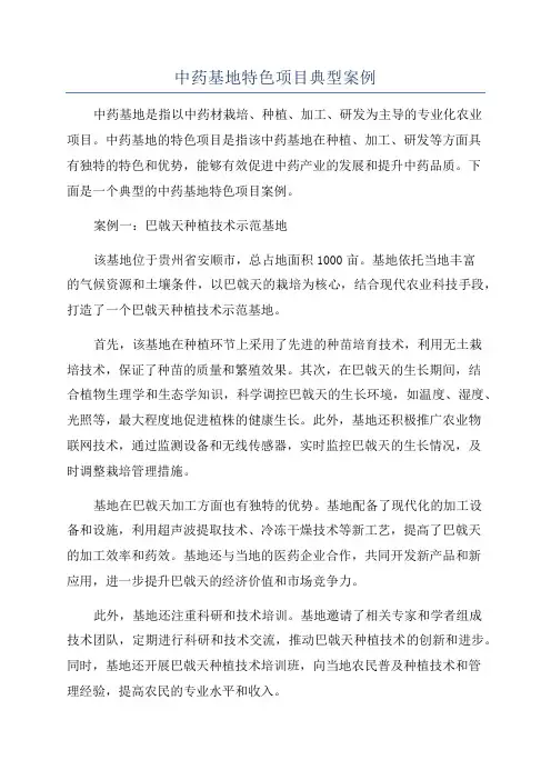 中药基地特色项目典型案例