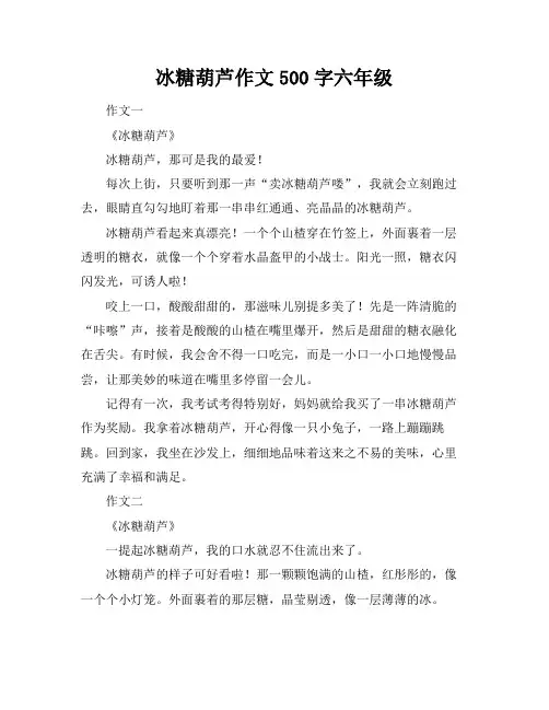 冰糖葫芦作文500字六年级