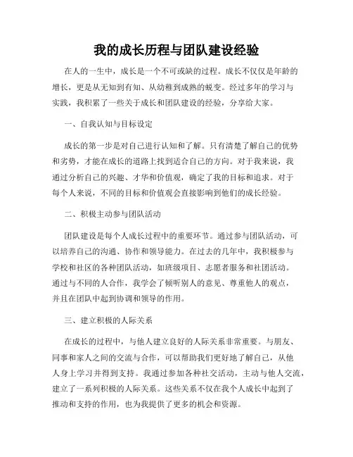 我的成长历程与团队建设经验