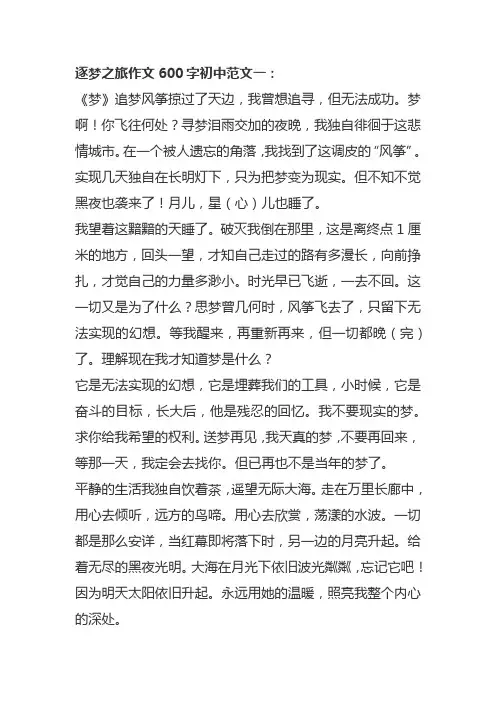 逐梦之旅作文600字初中