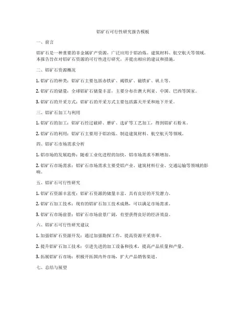 铝矿石可行性研究报告模板