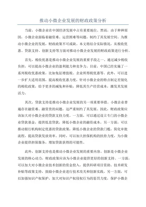 推动小微企业发展的财政政策分析