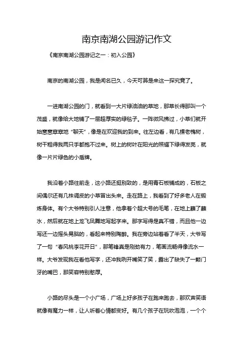 南京南湖公园游记作文