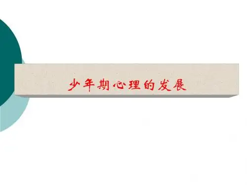 少年期儿童心理发展 ppt课件