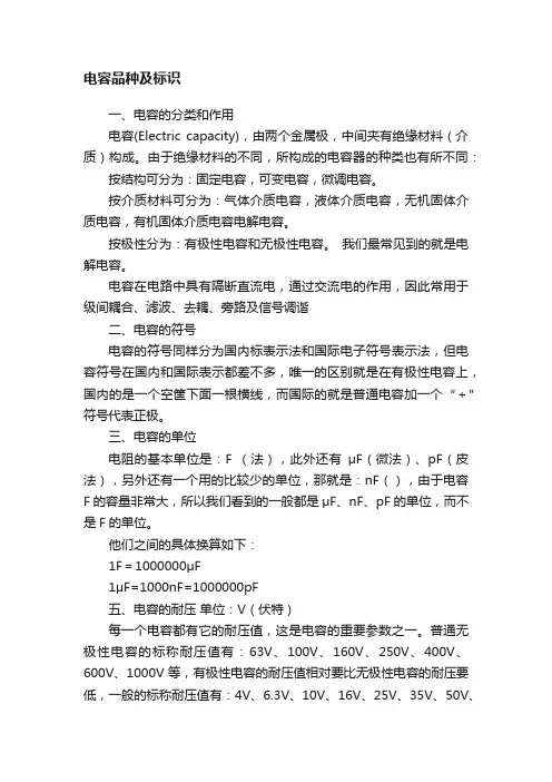 电容品种及标识