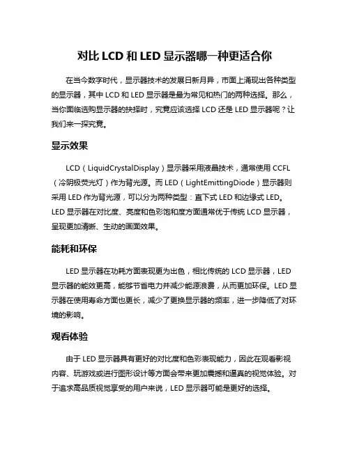 对比LCD和LED显示器哪一种更适合你