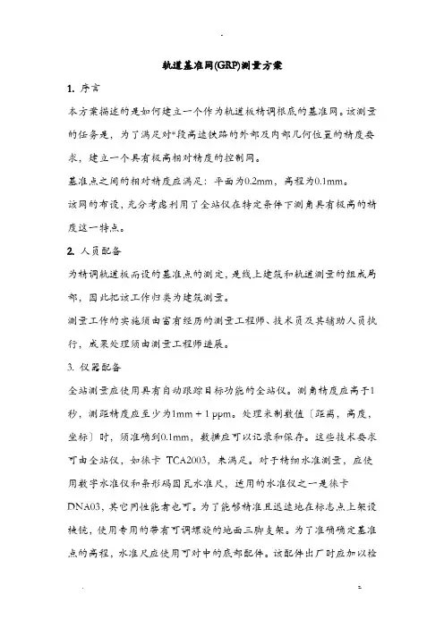 基准网(GRP)测量方案