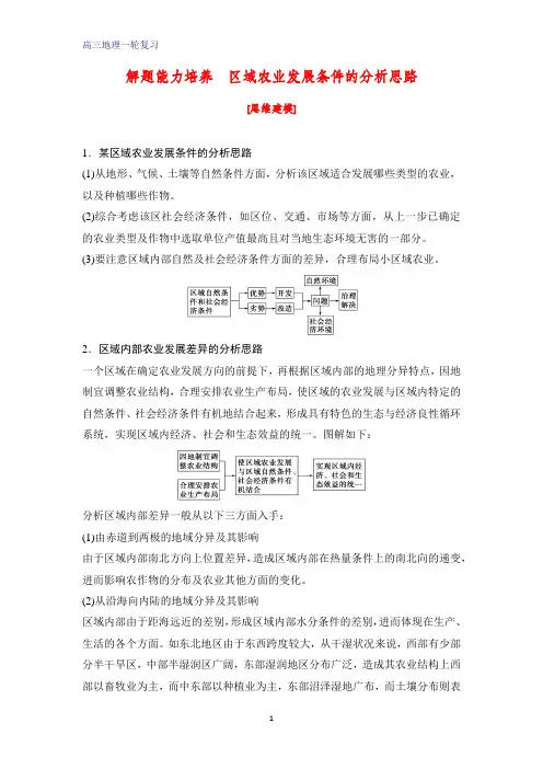 高三地理一轮复习优质学案：解题能力培养 区域农业发展条件的分析思路