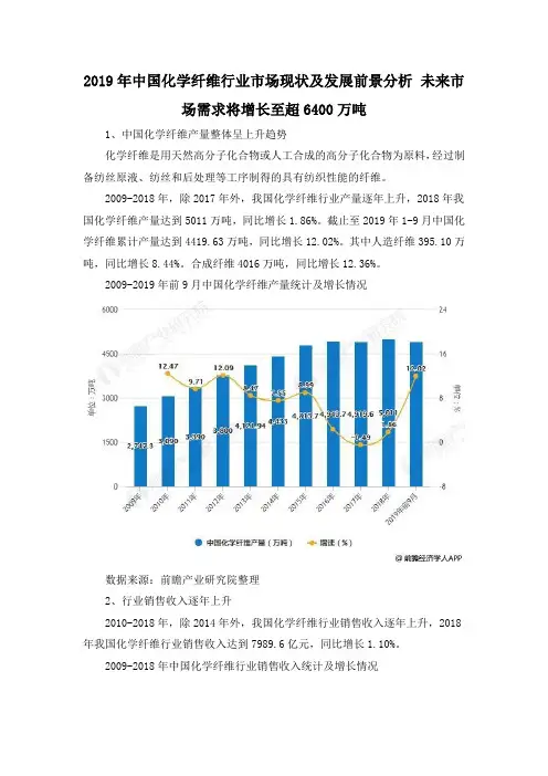 2019年中国化学纤维行业市场现状及发展前景分析 未来市场需求将增长至超6400万吨