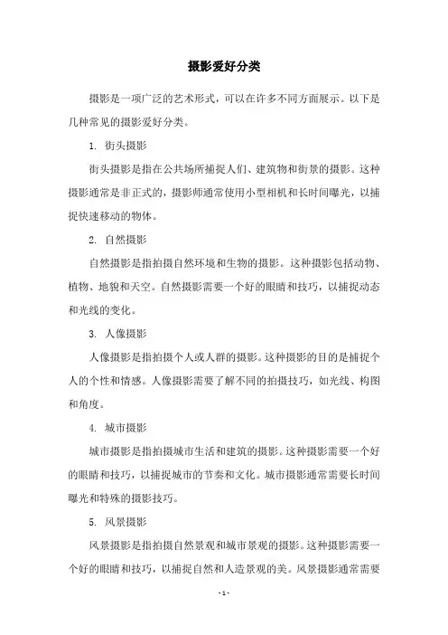 摄影爱好分类