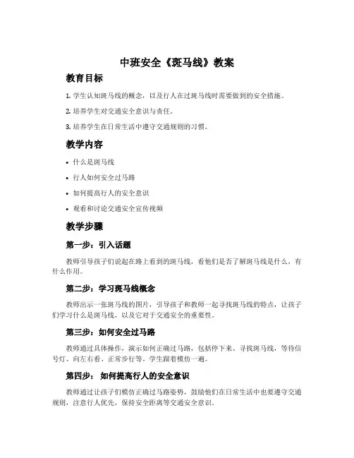中班安全《斑马线》教案