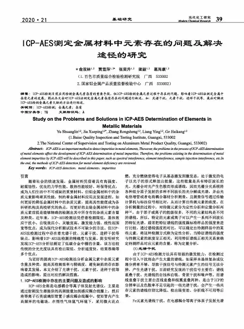 ICP-AES测定金属材料中元素存在的问题及解决途径的研究