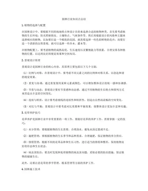 园林行业知识点总结
