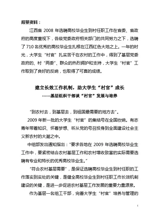 建立长效工作机制,助大学生“村官”成长