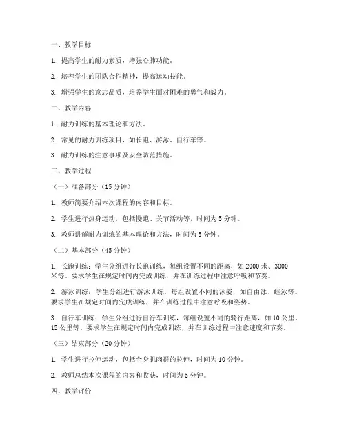耐力训练教案大学生