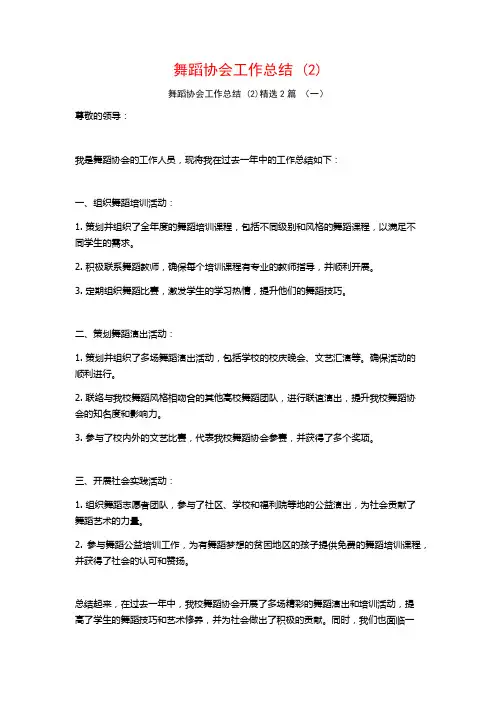 舞蹈协会工作总结 (2)2篇