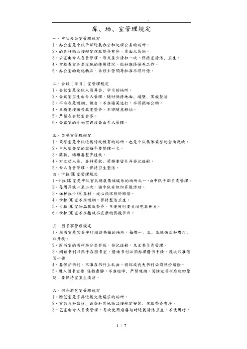 消防部队场、库、室管理规定
