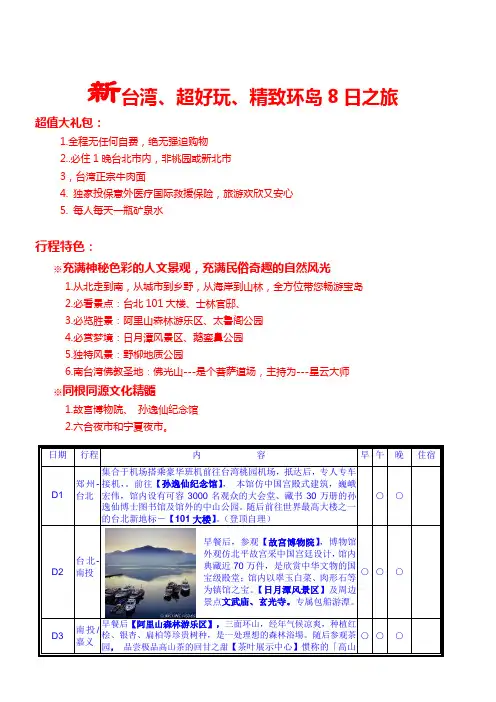 7晚8天---(台湾行程)