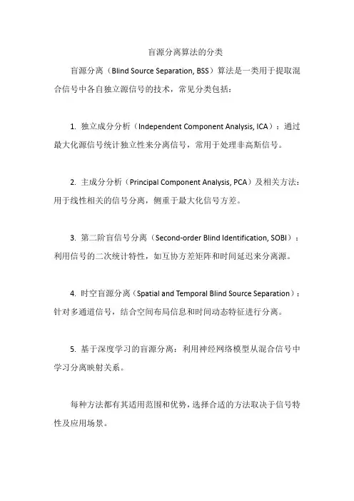 盲源分离算法的分类