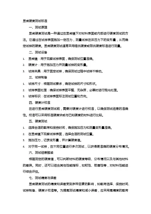 显微硬度测试标准