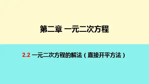 一元二次方程的解法(直接开平方法)课件湘教版九年级数学上册