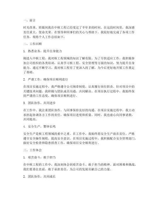 中核工程个人工作总结