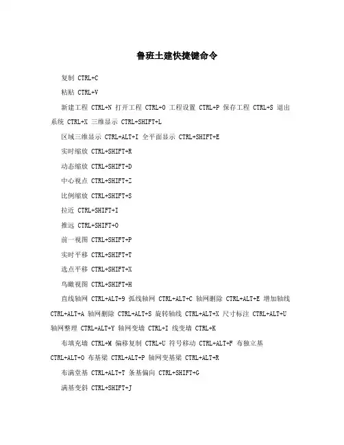 鲁班土建快捷键命令