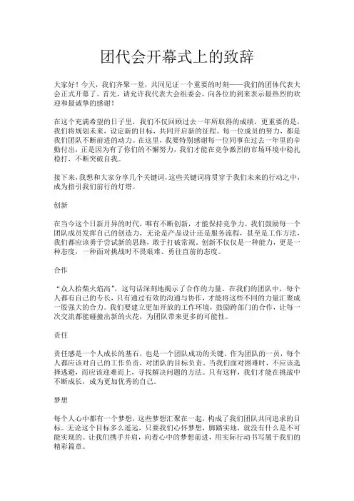 团代会开幕式上的致辞